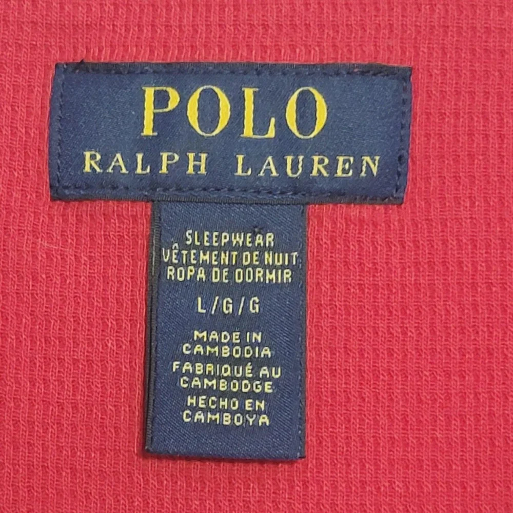 Polo Ralph Lauren Shirt Mens Large Red Navy Crest Long Sleeve Crewneck Sleepwear